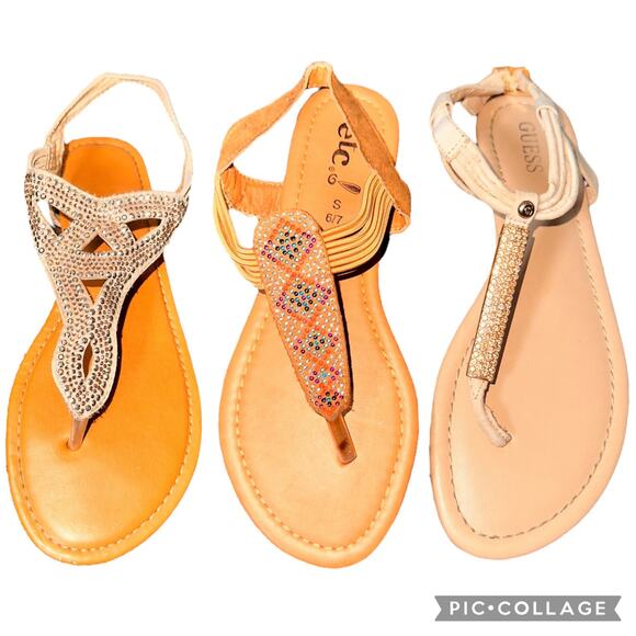 Womens size 6/7 T-Stap flip flops thong - sling back flat sandals - Picture 1 of 8